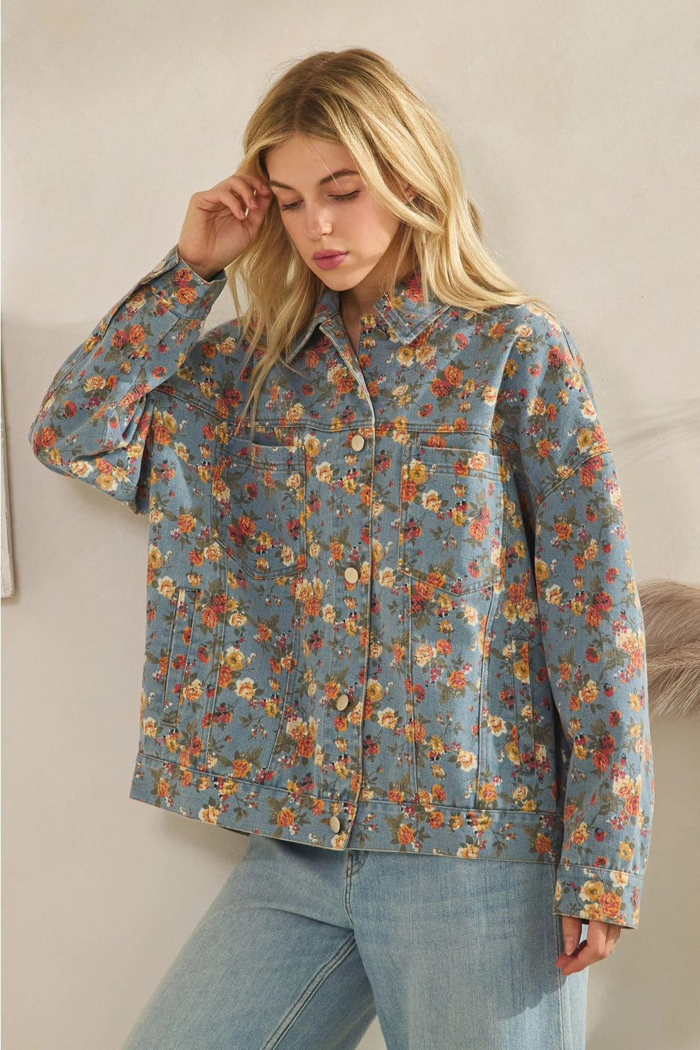 Twill Floral Denim Jacket