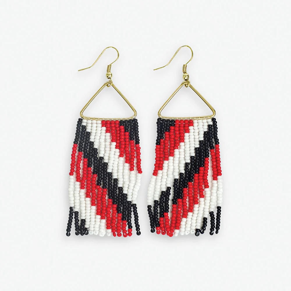 Whitney Striped Beaded Fringe Earrings