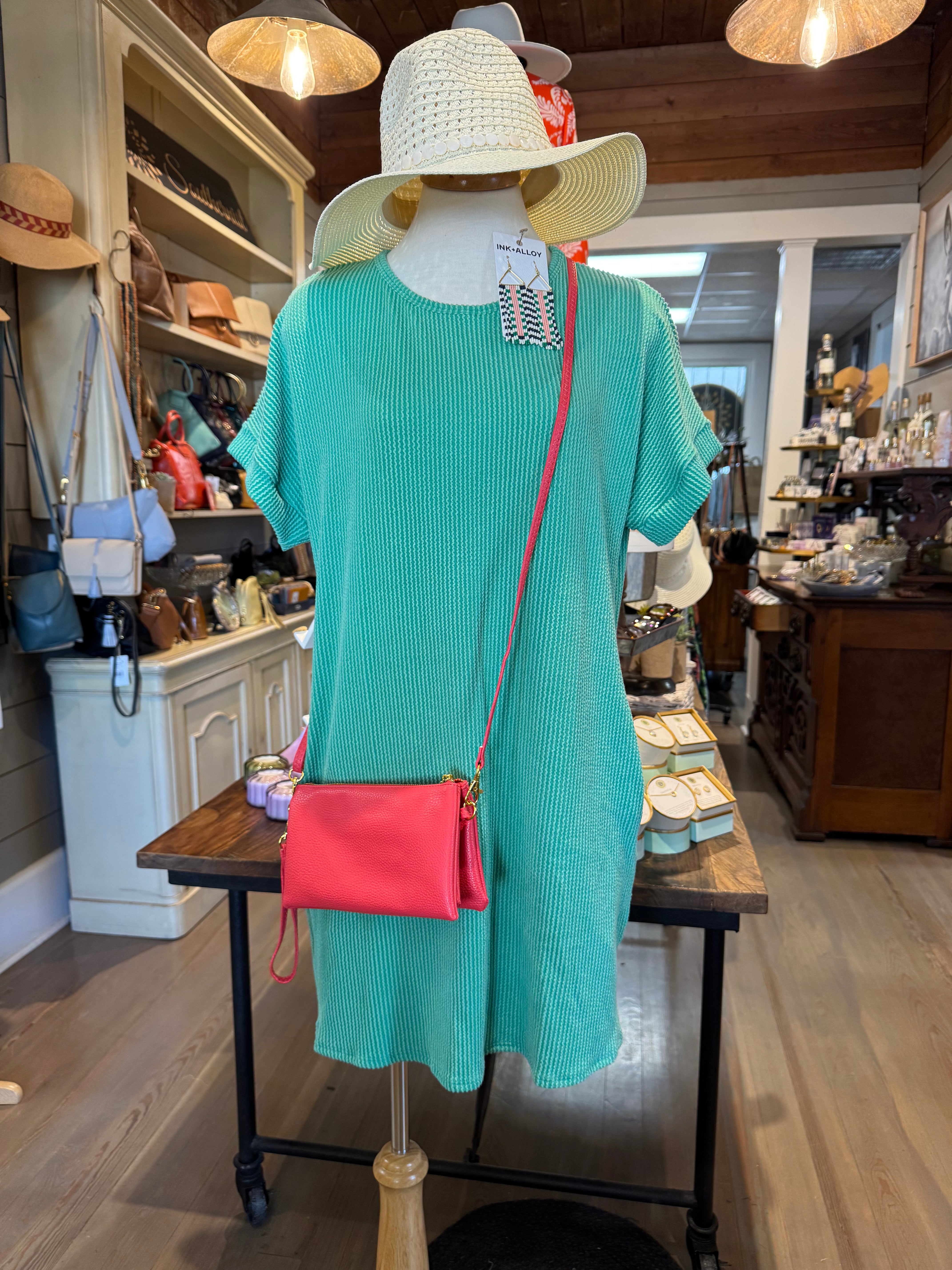 Ribbed Knit T-Shirt Dress