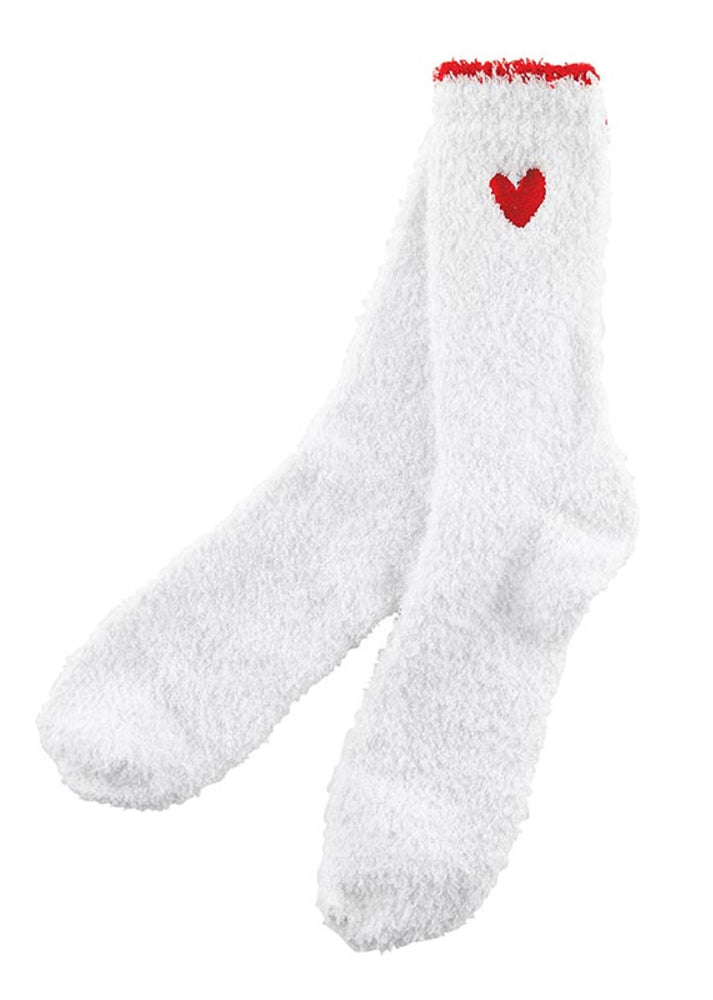 Cozy Socks in Ornament - Red with White Heart/Trim