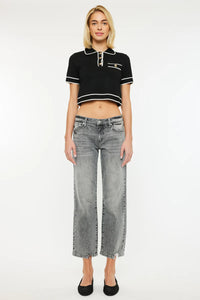 Mid Rise Cropped Straight Jeans