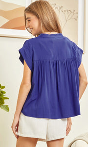 Pleated Solid Blouse