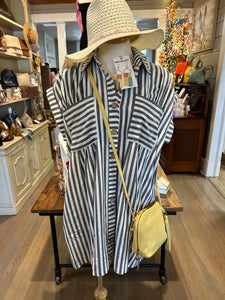 Cotton Striped Button Down Tunic Dress
