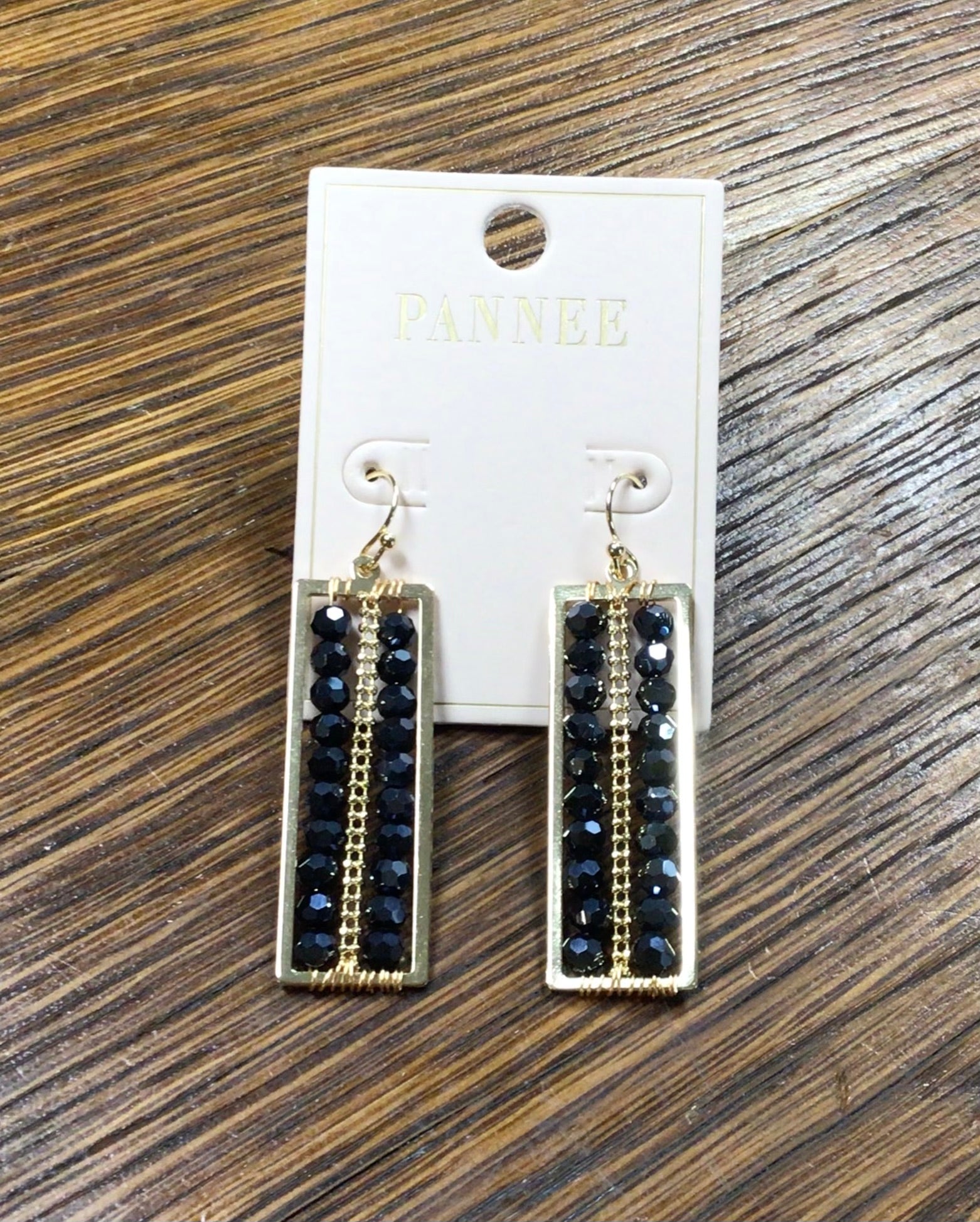 Rectangle Woven Navy Earrings