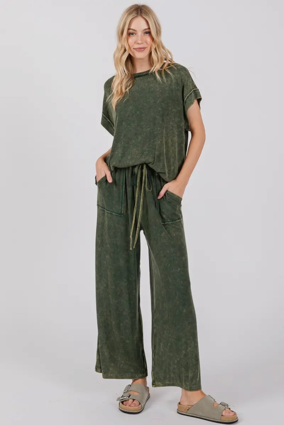 Mineral Washed Top and Pants Rib Set (each piece sold separately)
