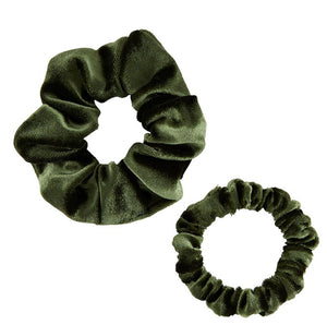 Velvet Tree Ornament Scrunchie - Green - Set of 2