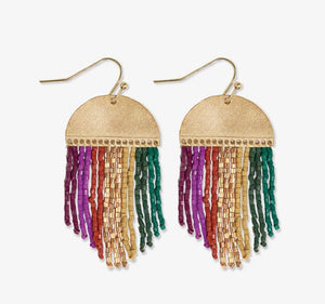 Claudia Short Beaded Fringe Earrings