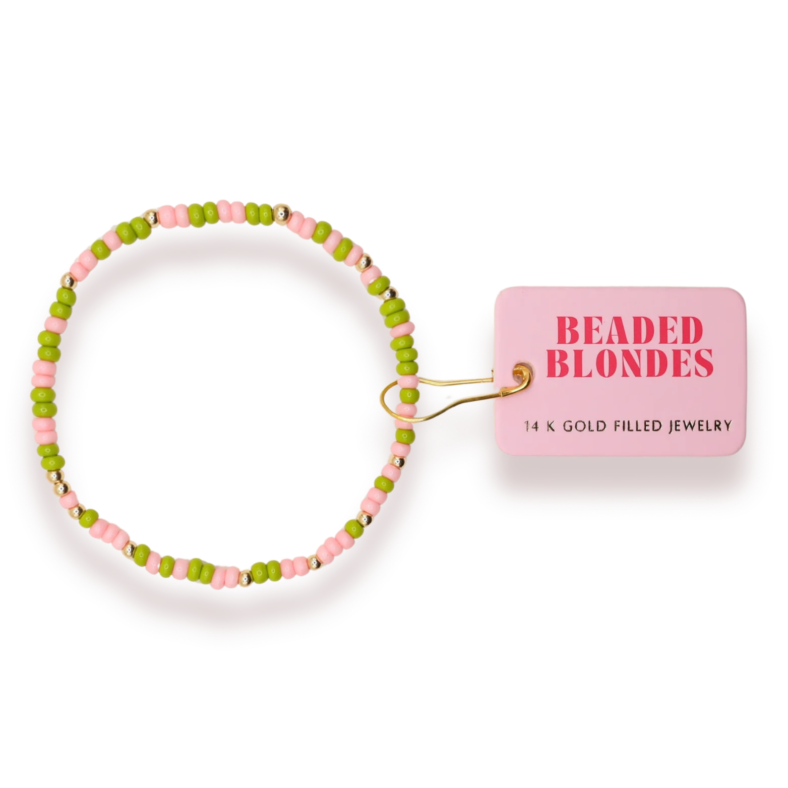 Pink and Lime beaded bracelet