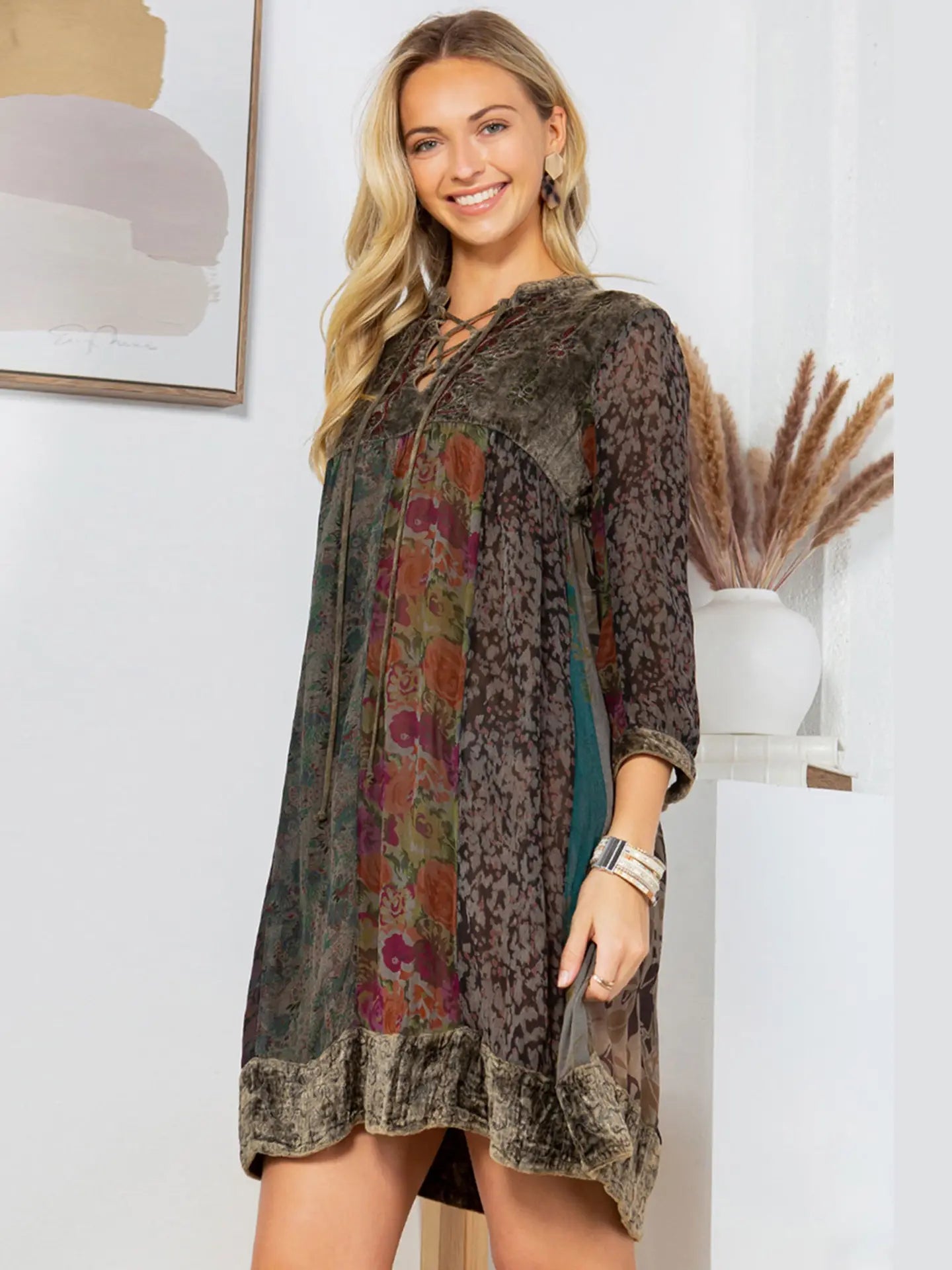 Chic Bohemian Stone-Washed Babydoll Dress