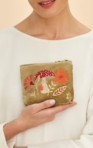 Velvet Embroidered Mini Pouch