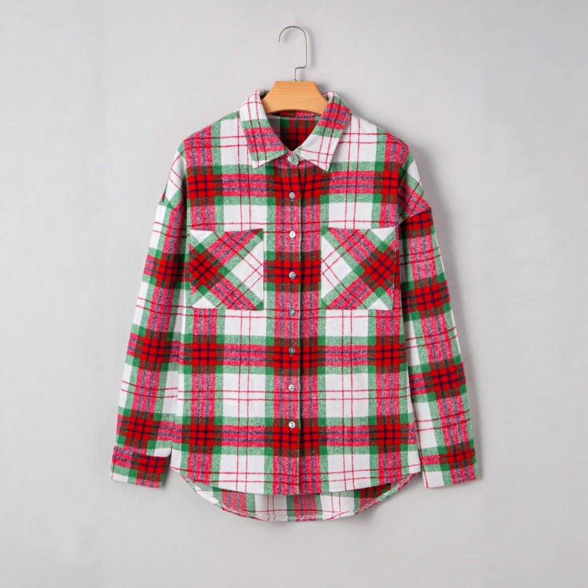 Plaid Checkered Christmas Shirt Jacket - Holiday Cozy Fit