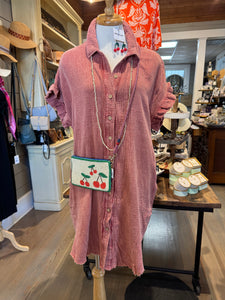 Mineral Wash Cotton Gauze Mini Shirt Dress