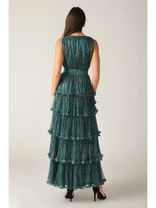 A Woven Micro Pleated Maxi Dress