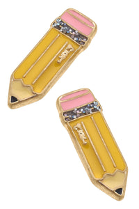 #2 Pencil Enamel Stud Earrings In Yellow