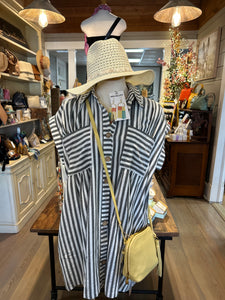 Cotton Striped Button Down Tunic Dress
