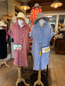 Mineral Wash Cotton Gauze Mini Shirt Dress