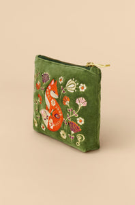 Velvet Embroidered Mini Pouch