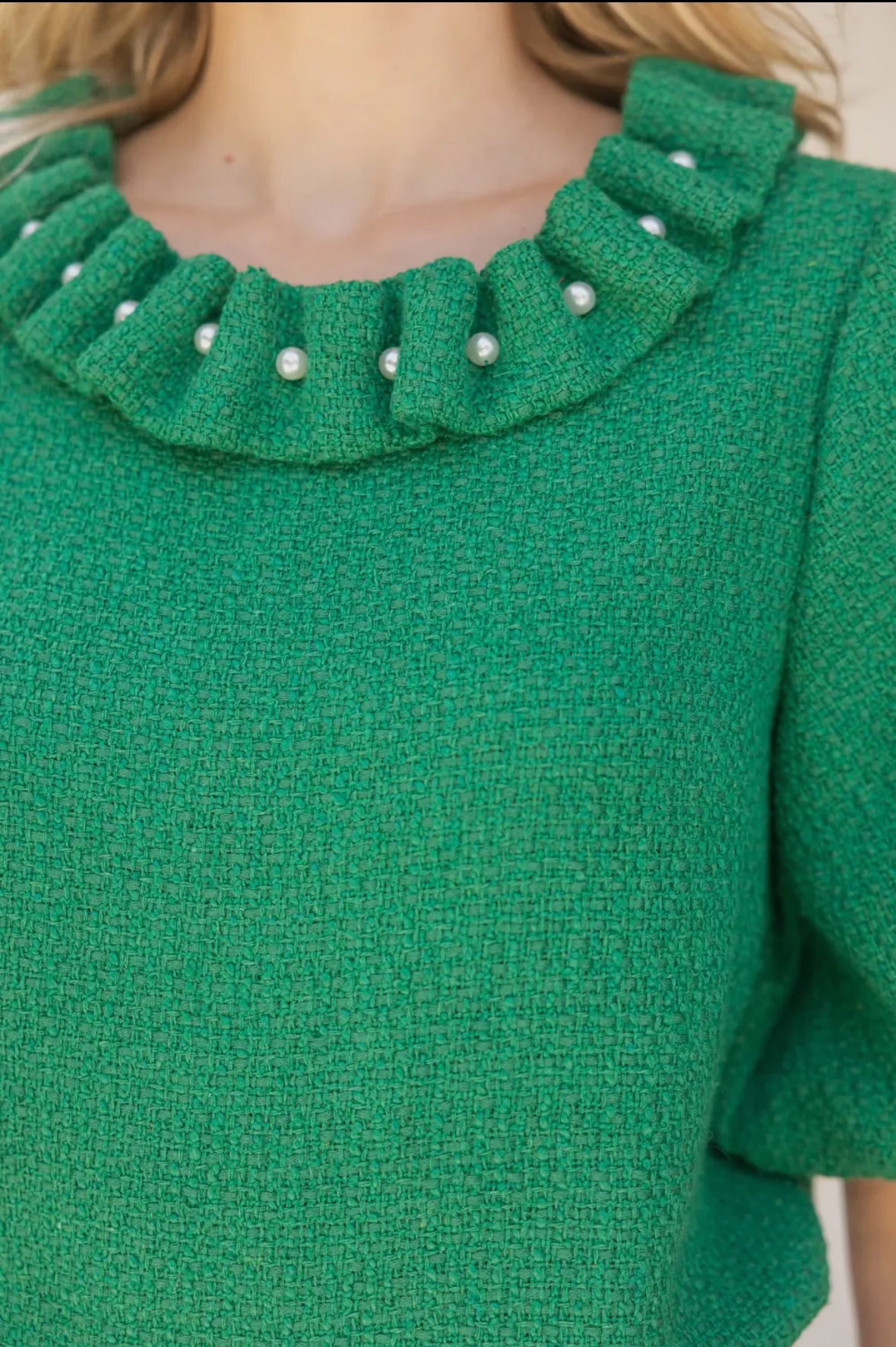 Pearled Ruffled Top