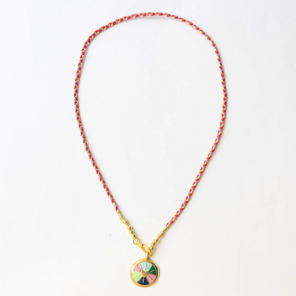 Maria Braided Necklace With Enamel Pendant