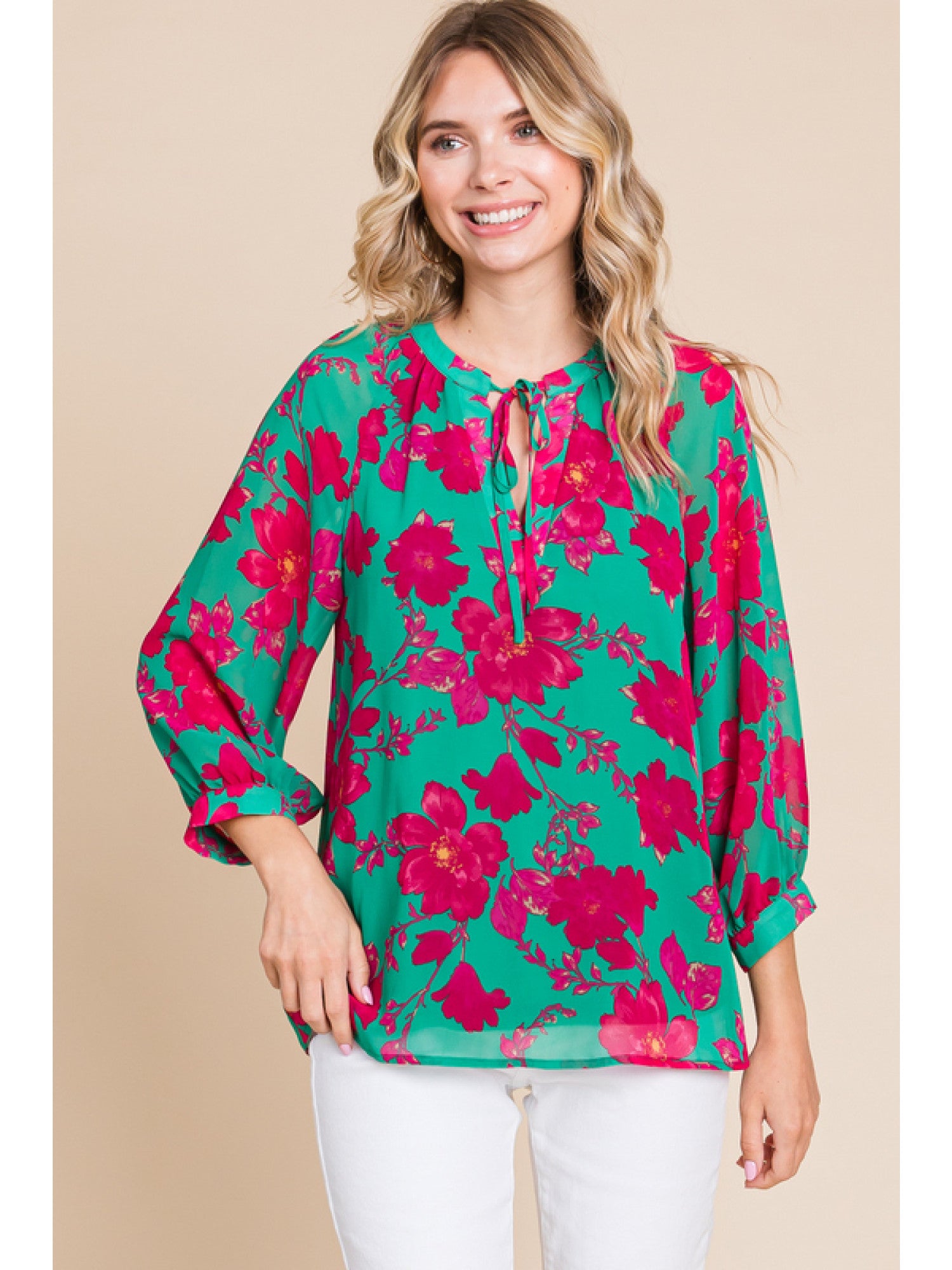 Green Mix Floral Blouse