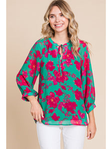 Green Mix Floral Blouse