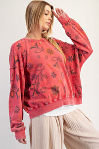 Floral Printed Washed Terry Pants/Top (Sold Separately)