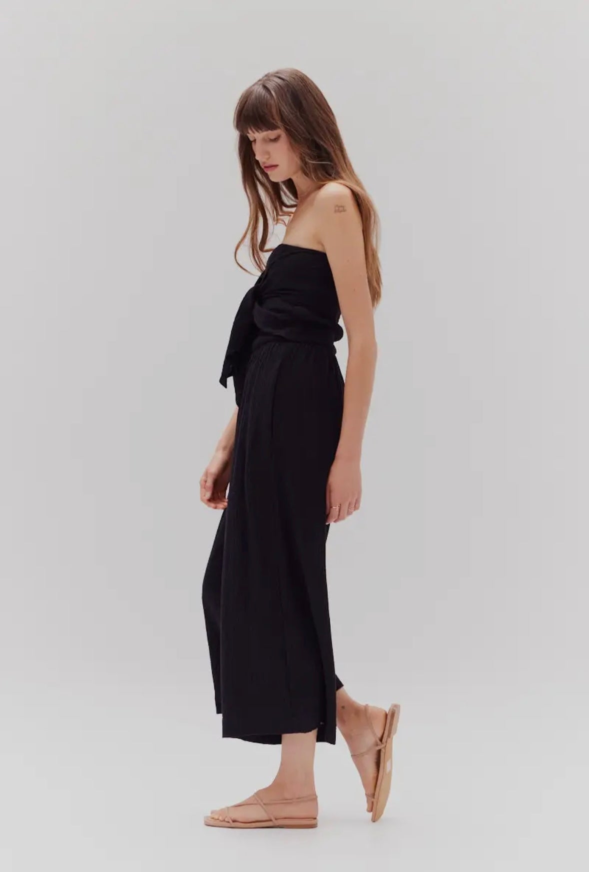 Tie Front Gauze Jumpsuit