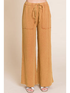 Textured Pants With Drawstring Waistline