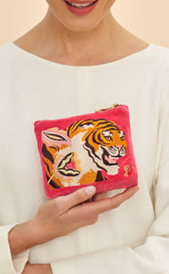 Velvet Embroidered Mini Pouch