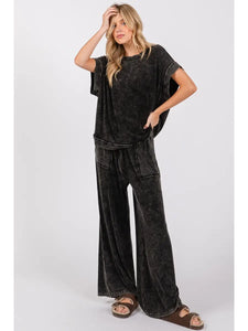 Mineral Washed Top and Pants Rib Set (each piece sold separately)