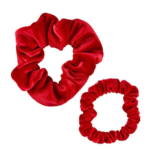 Velvet Present Ornament Scrunchie - Red - Set of 2