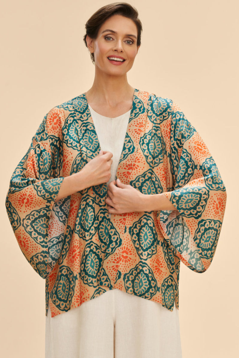 Cream Batik Kimono Jacket