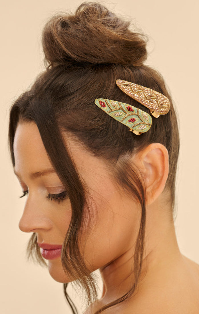 Embroidered Hair Clips