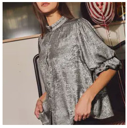 Shimmer Blouse with Ruffled collar and sleeves