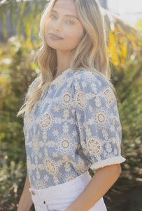 Embroidered Cotton Fringe Top