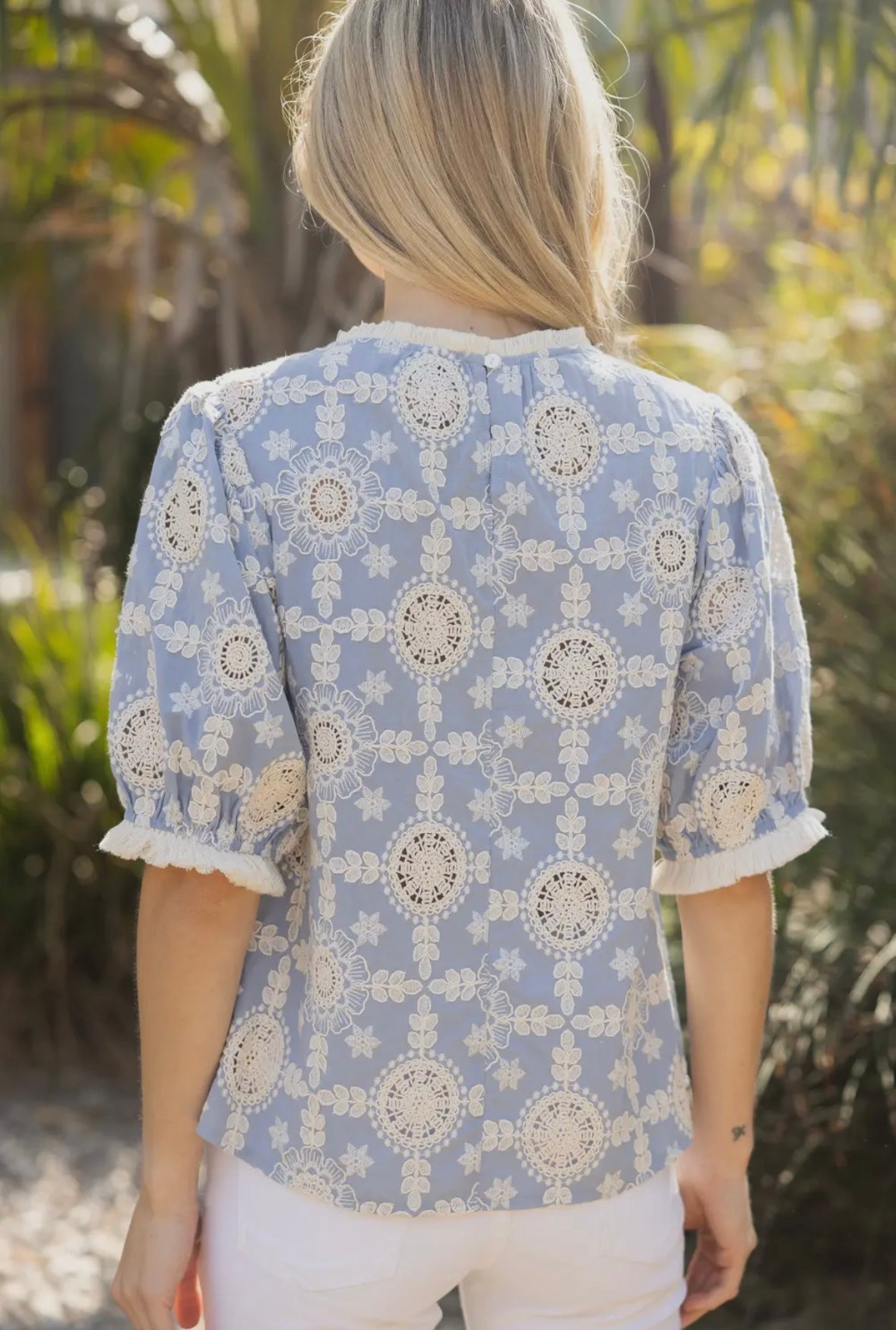 Embroidered Cotton Fringe Top