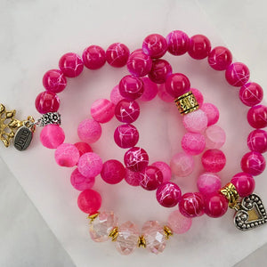 Madrid Pink Beaded Stretch Bracelets