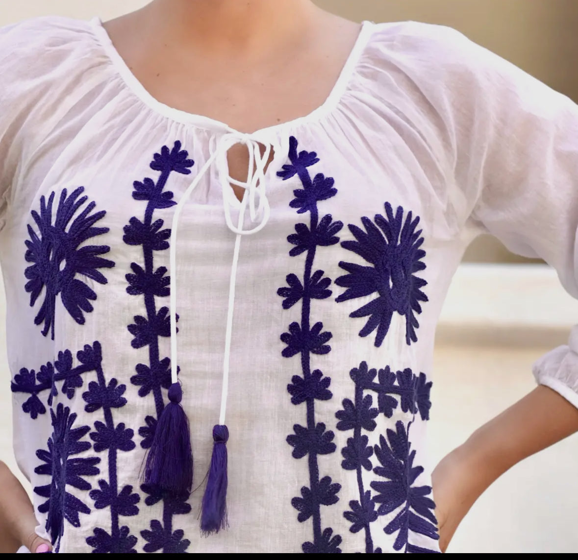 Bonnie Blouse White & Navy