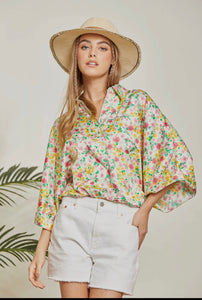 Satin Floral Blouse