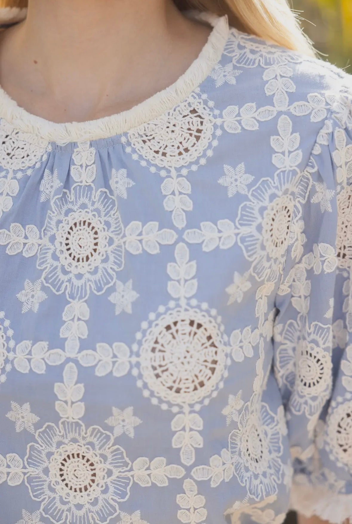 Embroidered Cotton Fringe Top