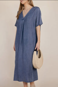 Tencel V-Neck Midi Dress