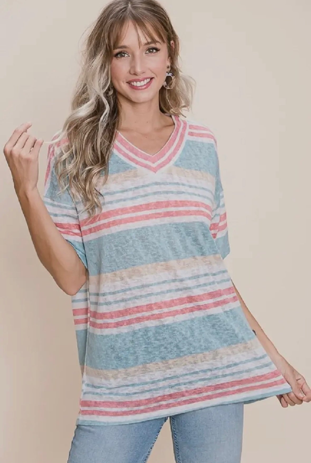 Stylish Striped V-Neck Top
