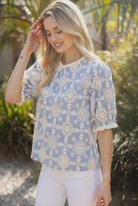 Embroidered Cotton Fringe Top