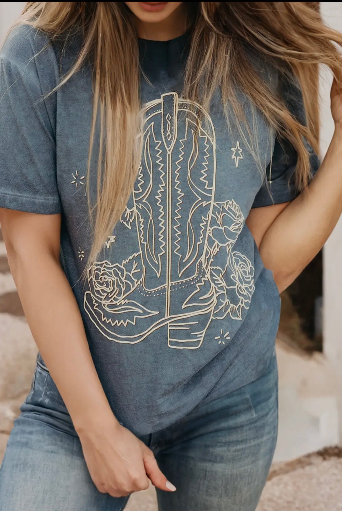 Cowboy Boot Floral Graphic Tee