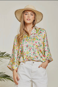 Satin Floral Blouse