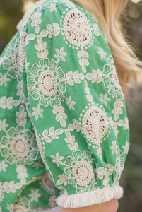 Embroidered Cotton Fringe Top