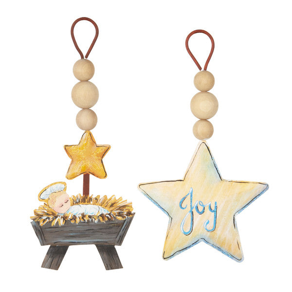 Wood Bead Joyful Jesus Ornaments