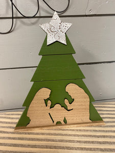 Wood ‘Twas the night tabletop nativity tree