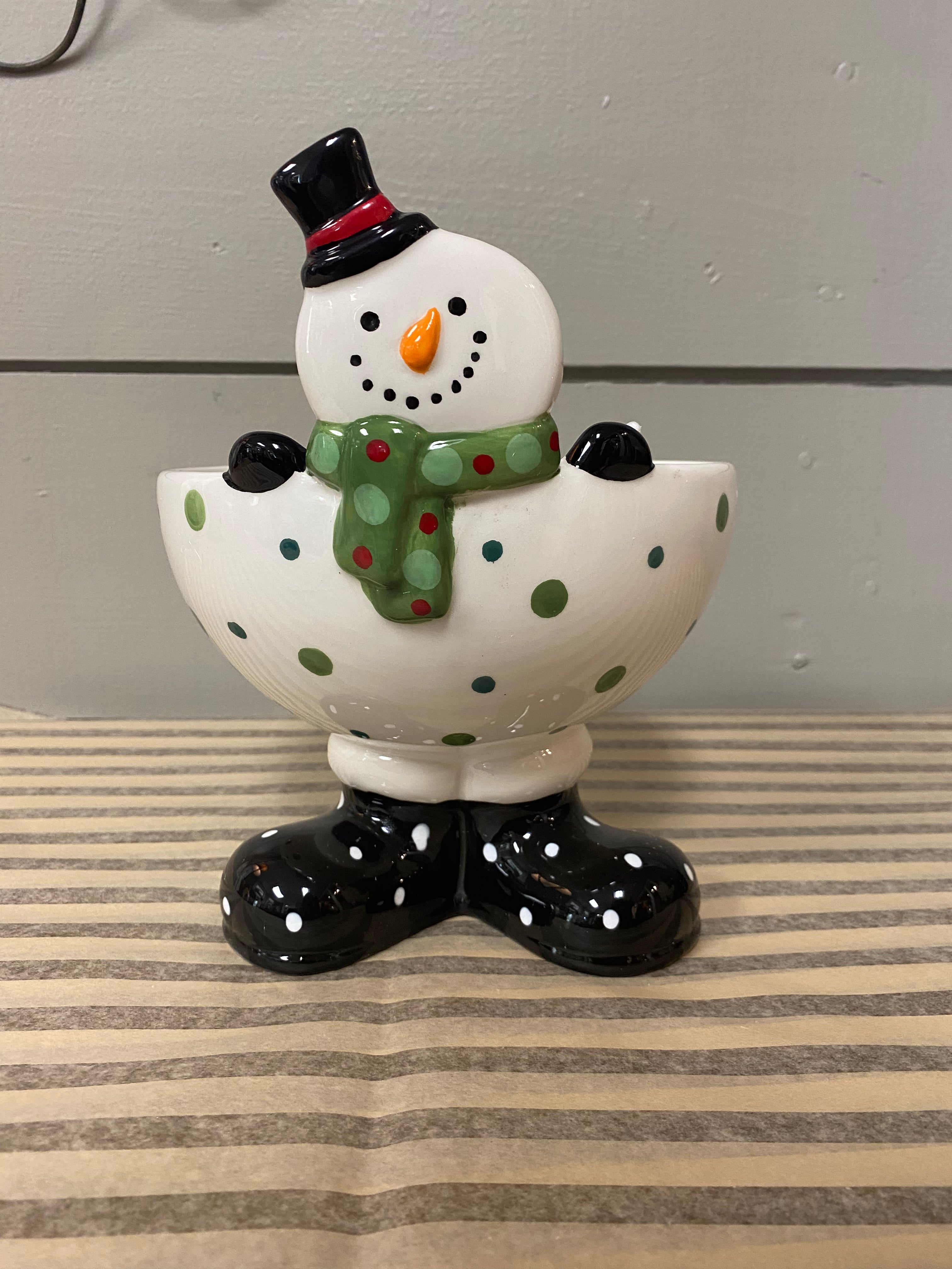 Ceramic winter Whimsy Snowman Bowel