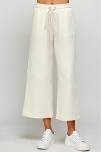 Textured Crop Wide Pants